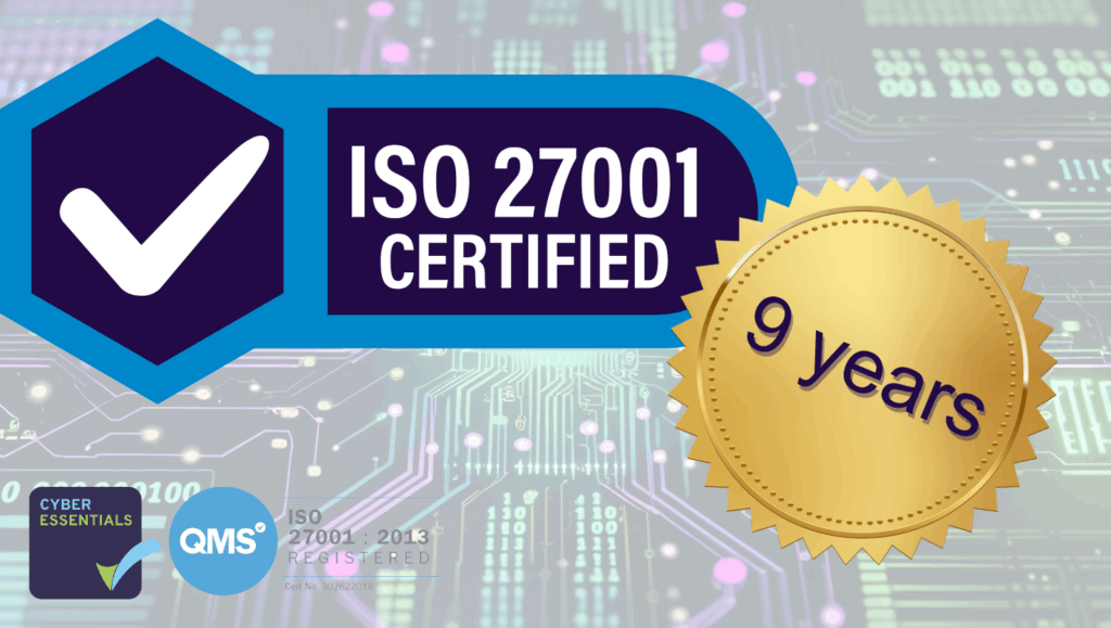 ISO 27001 accreditation with 9 year stamp