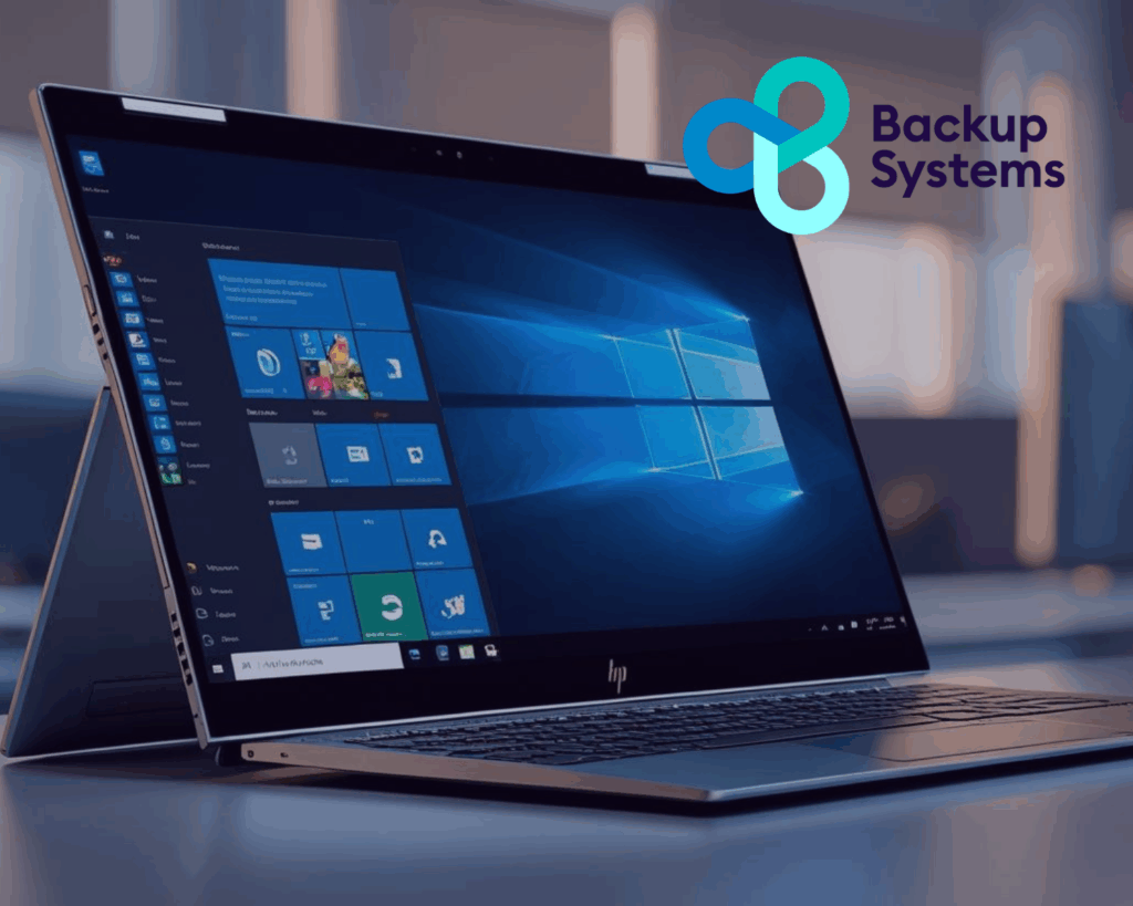 Laptop showing Windows 10 on screen